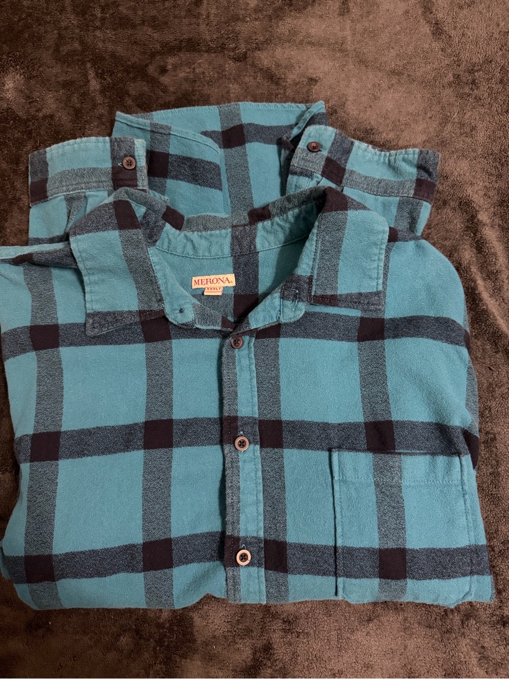 Merona Teal and Black Plaid Casual Button-Down Shirt